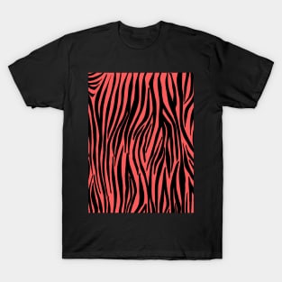 Zebra Stripes Print in z black and Coral Orange T-Shirt